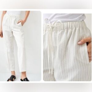 Aritzia Babaton JIMMY Cropped Drawstring LINEN Blend Trouser Wide Leg Pants XS